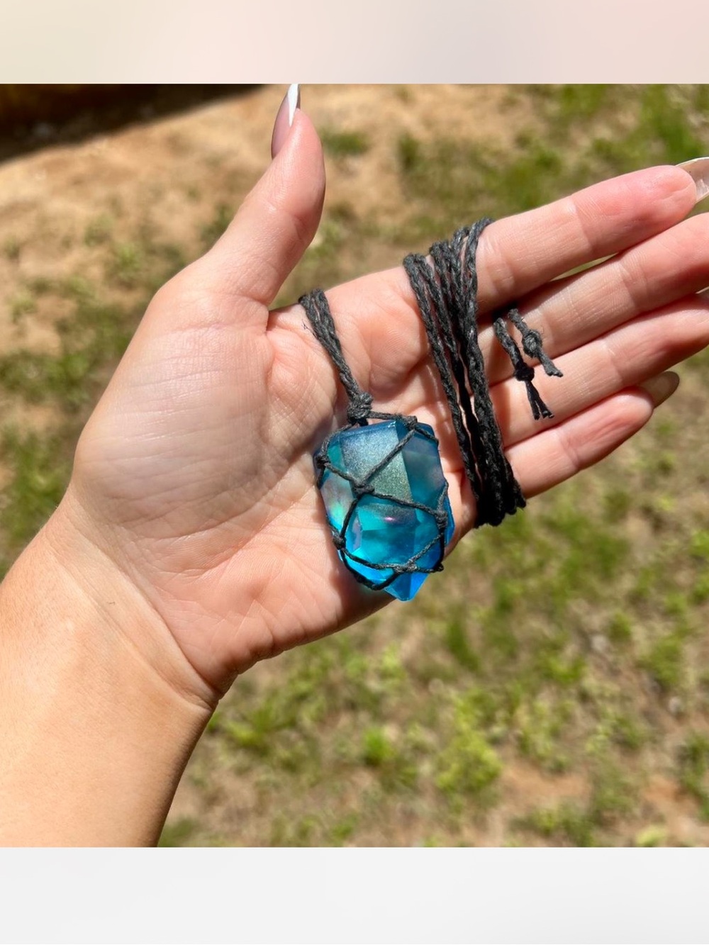 Hand Wrapped Aqua Aura Quartz Necklace